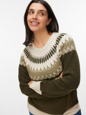 Vero Moda Curve Simone Knit Jumper in Green