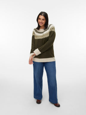 Vero Moda Curve Simone Knit Jumper in Green