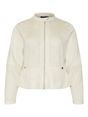 Vero Moda Curve Lucia Cream Suede Jacket