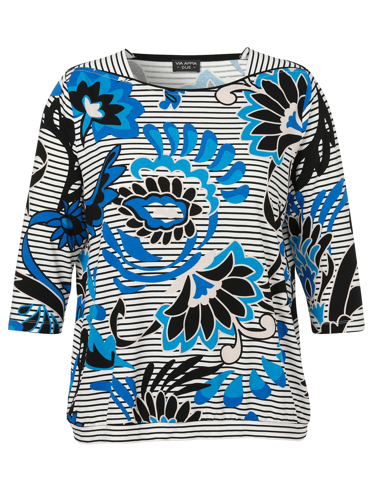 Via Appia Due Floral Print Top in Blue