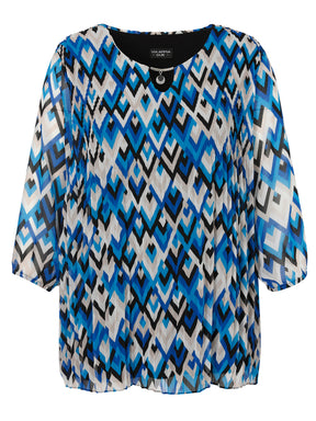 Via Appia Due Geometric Print Top in Blue