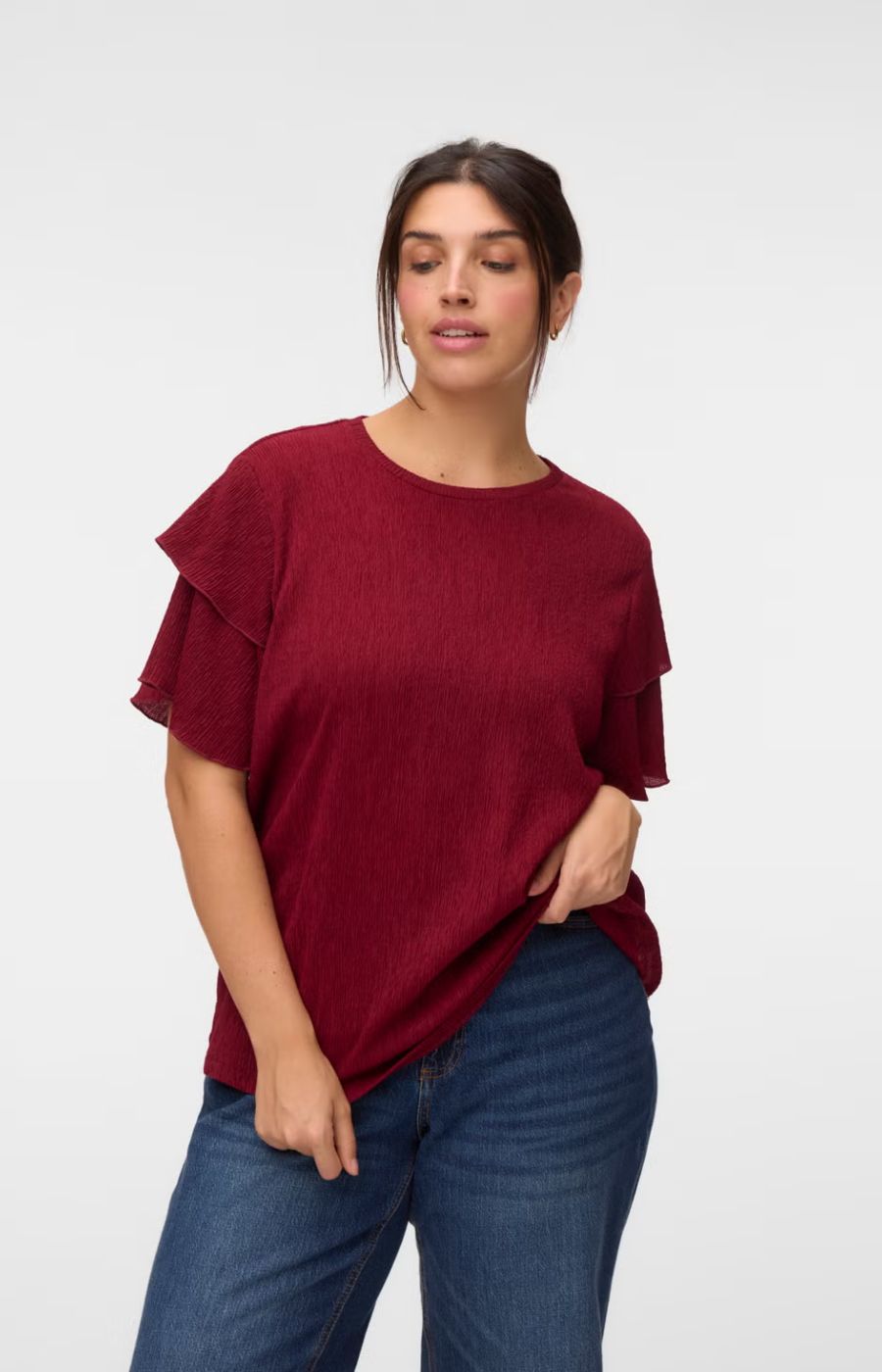 Vero Moda Curve Amanda Top in Wine 