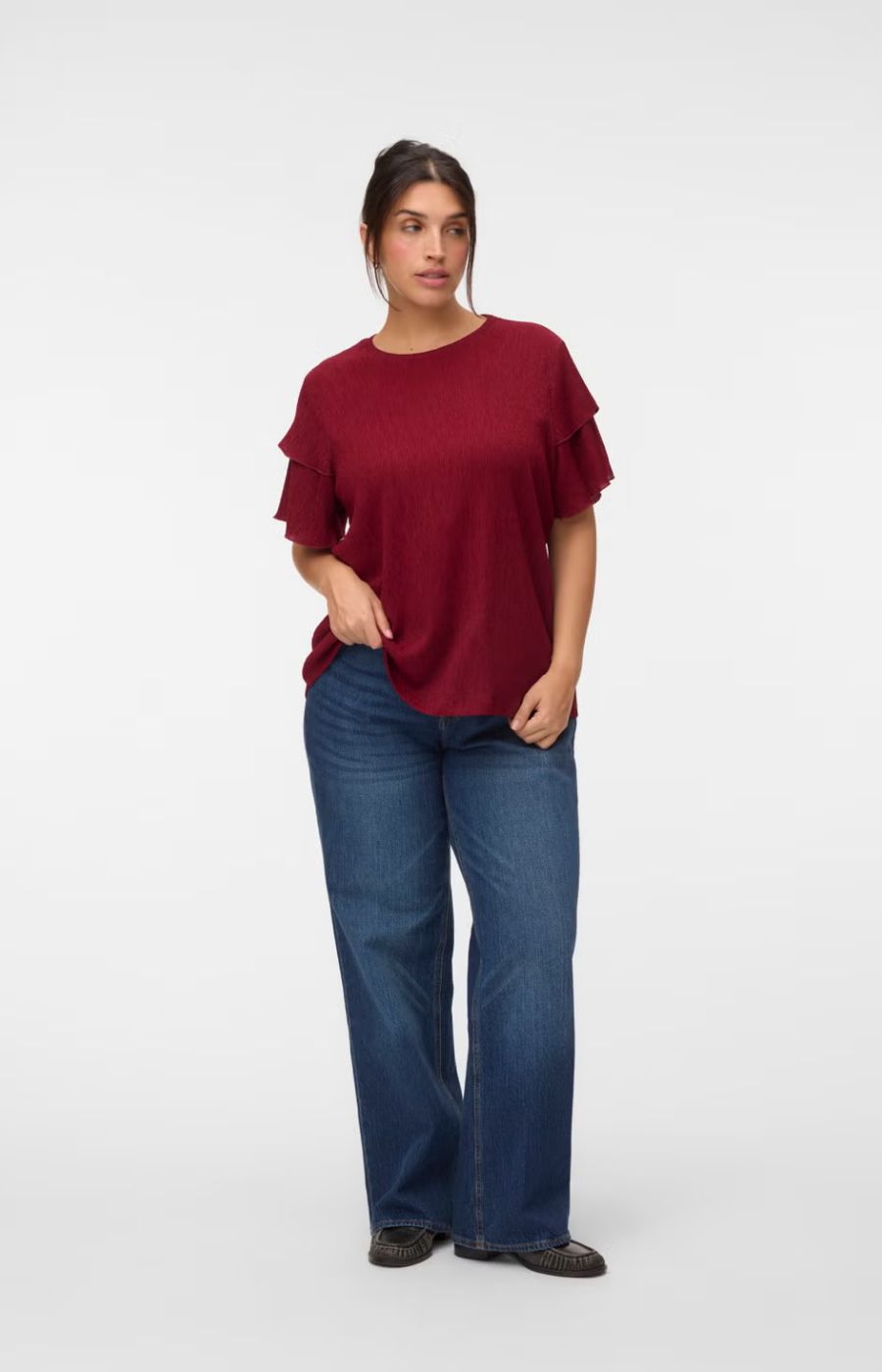 Vero Moda Curve Amanda Top in Wine 