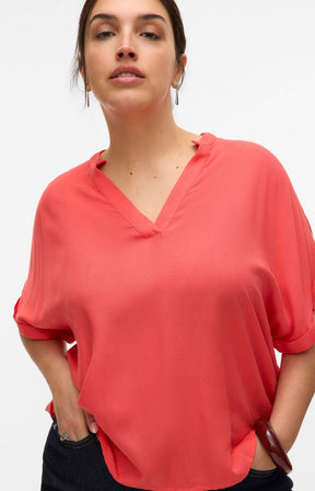 Vero Moda Curve Beauty Top in Coral