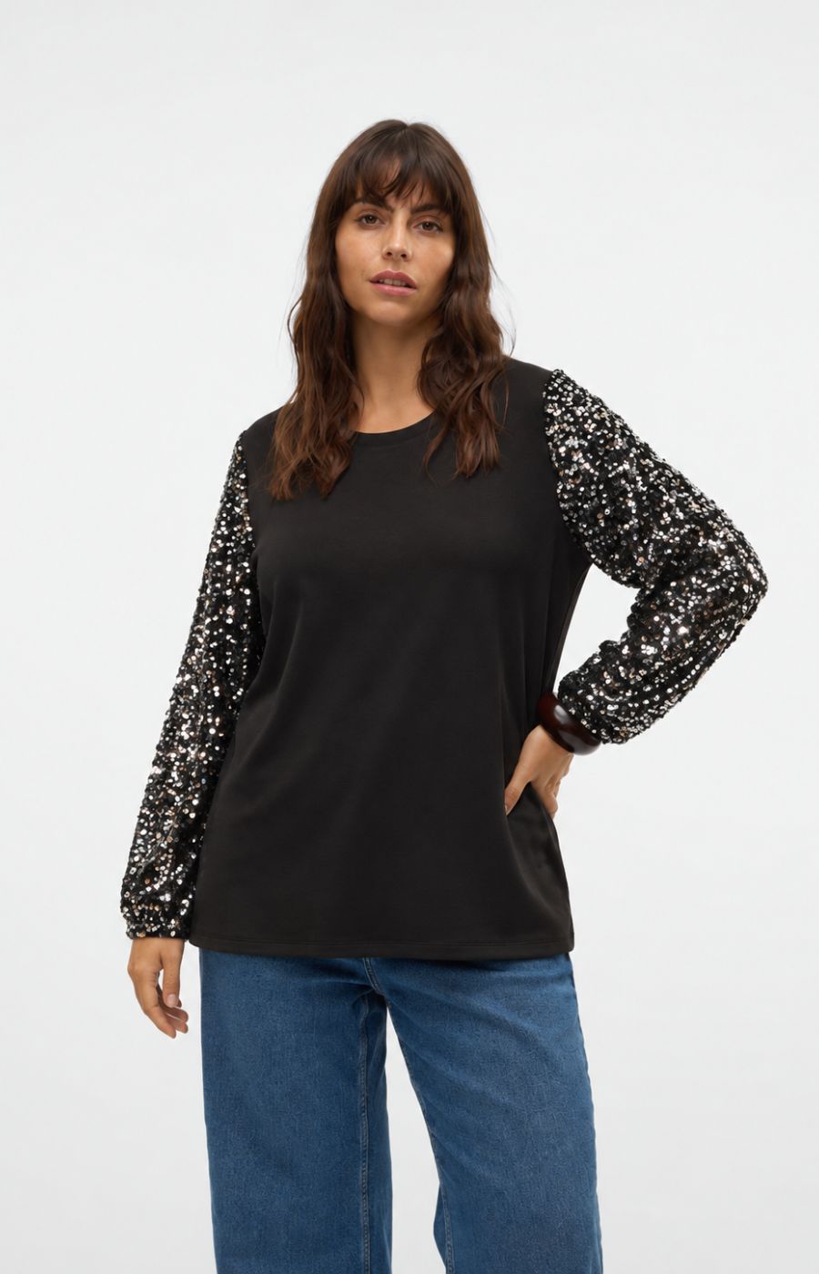 Vero Moda Curve Bella Sweater in Black 
