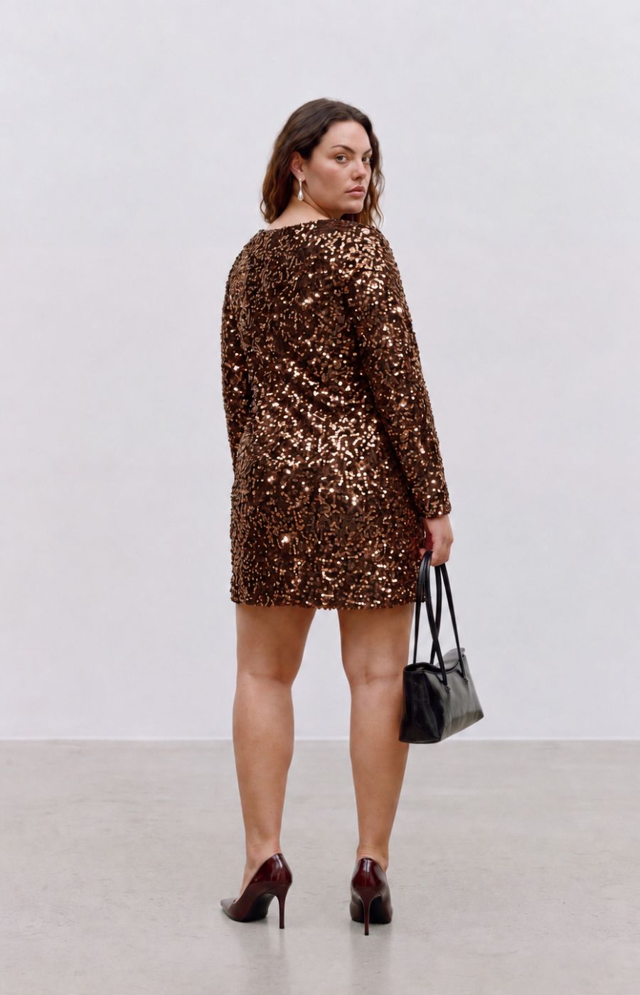 Vero Moda Curve Belle Dress in Chocolate 