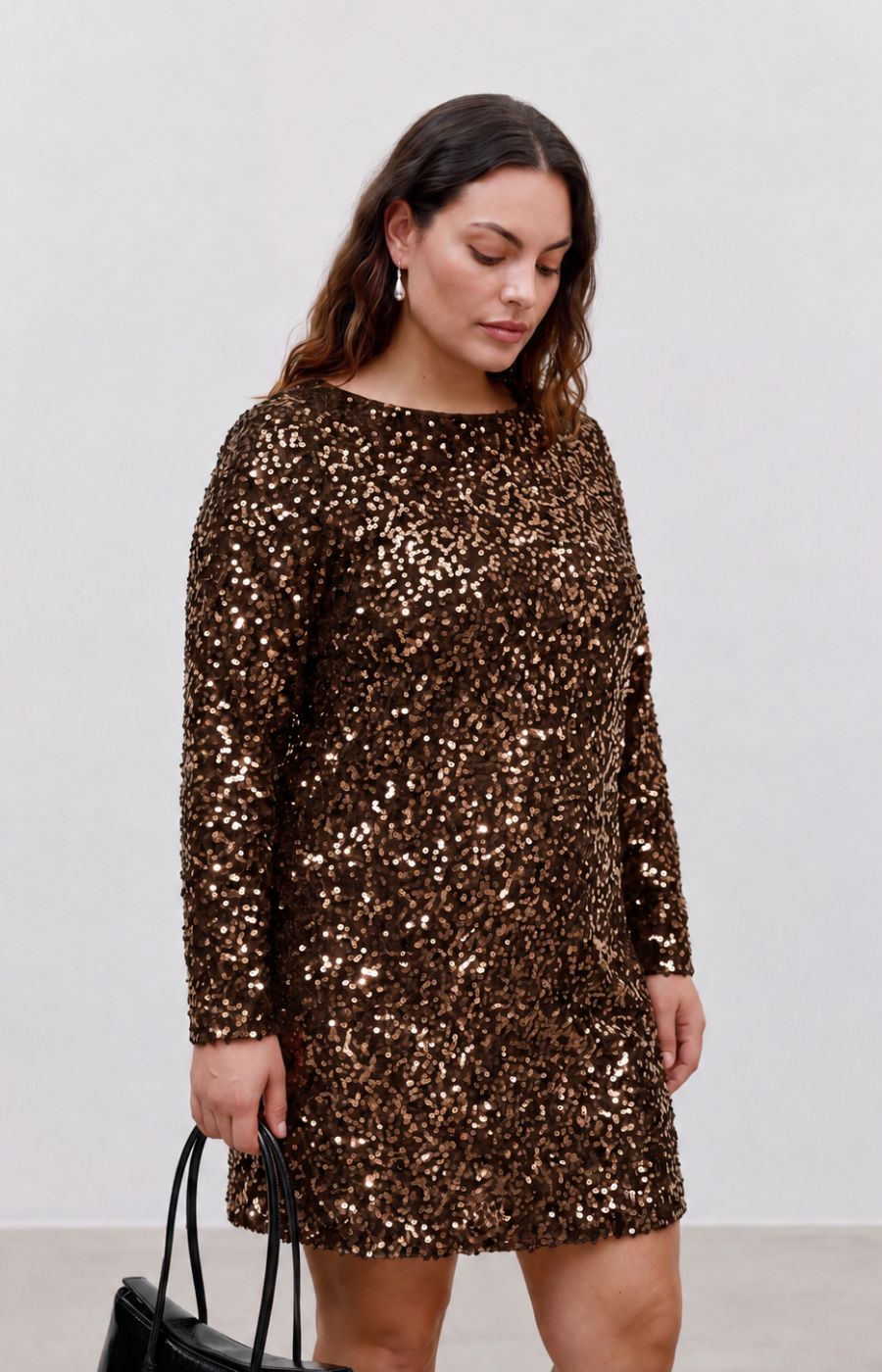 Vero Moda Curve Belle Dress in Chocolate  