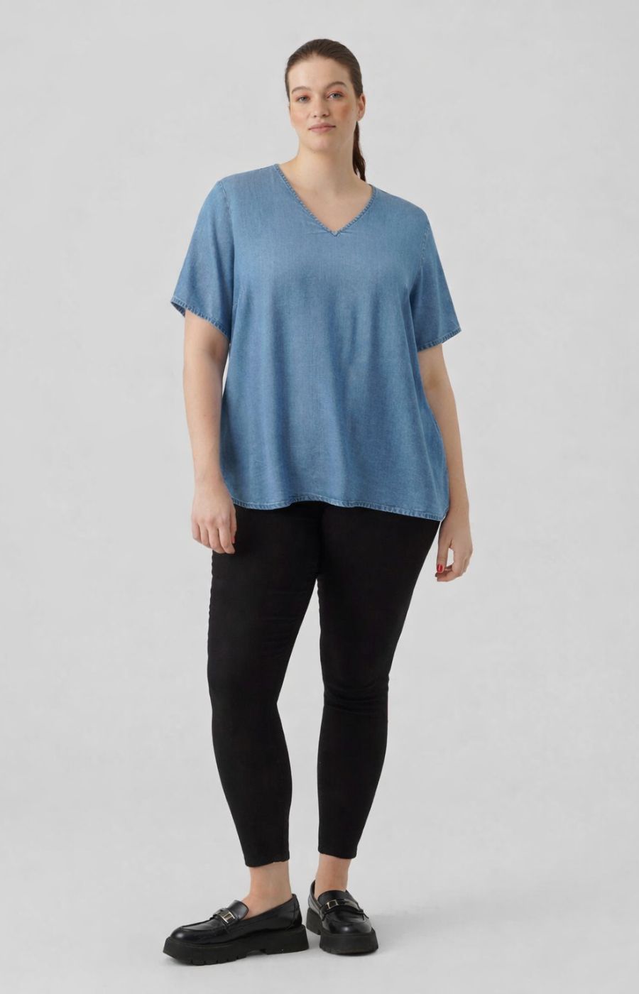 Vero Moda Curve Bree Top in Denim  