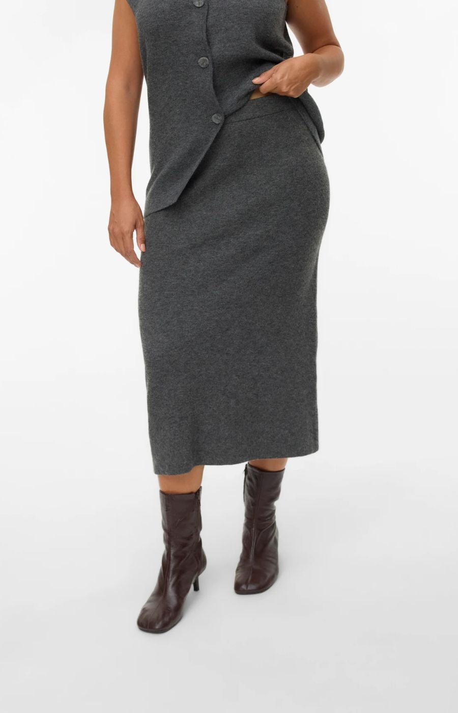 Vero Moda Curve Brisa Skirt in Grey