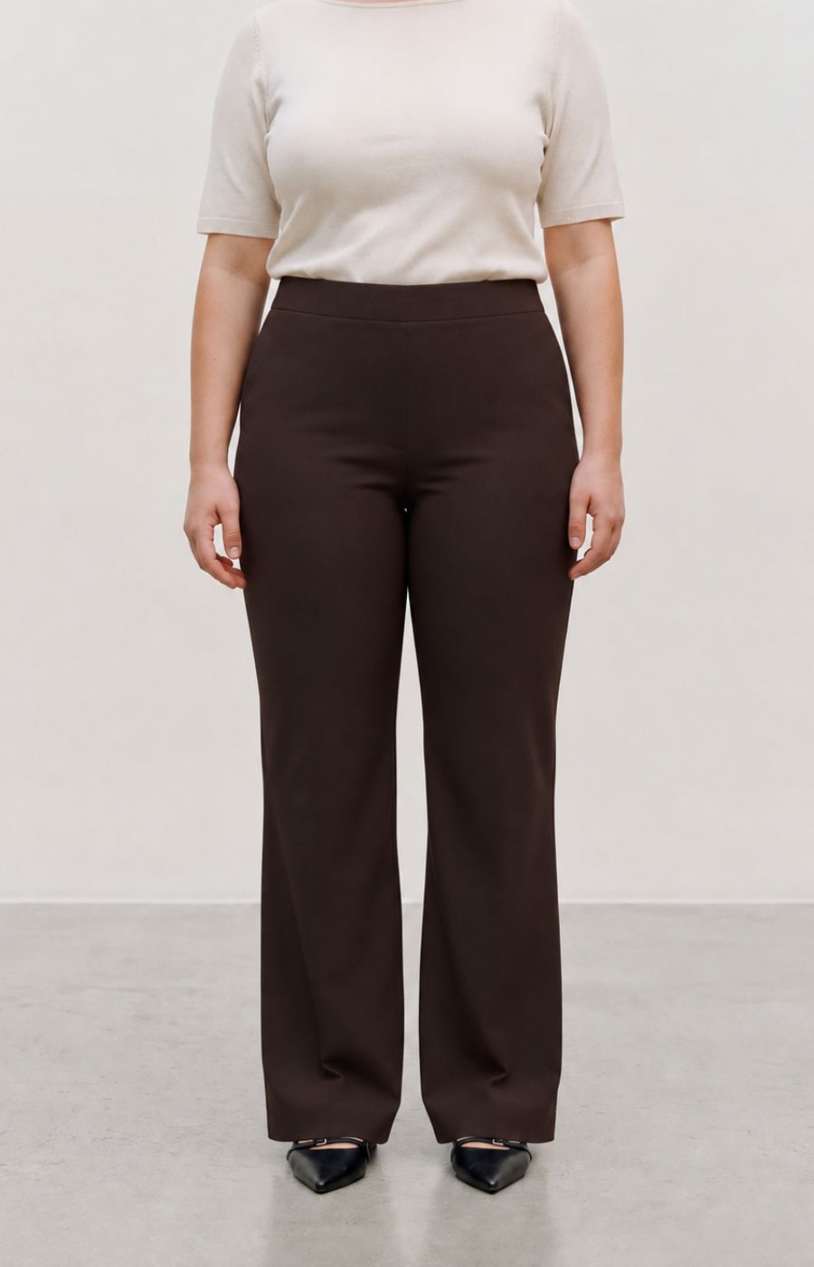 Vero Moda Curve Brooklyn Flared Trousers in Chocolate 