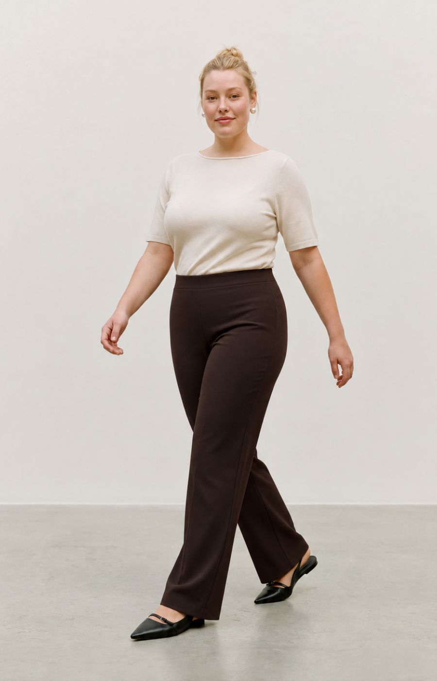 Vero Moda Curve Brooklyn Flared Trousers in Chocolate  