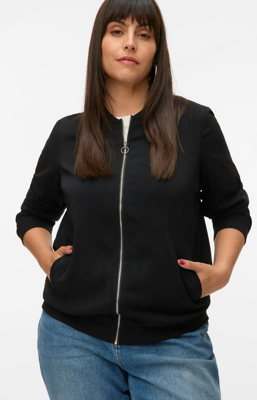 Vero Moda Curve Coco Bomber Jacket in Black