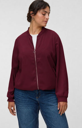 Vero Moda Curve Coco Bomber Jacket in Wine 