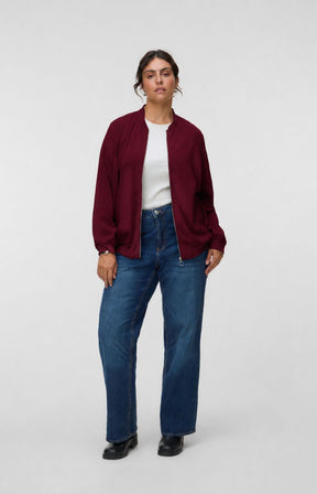 Vero Moda Curve Coco Bomber Jacket in Wine 