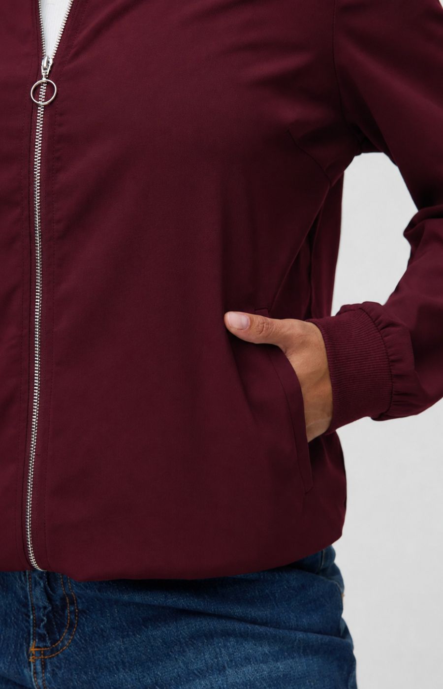 Vero Moda Curve Coco Bomber Jacket in Wine 