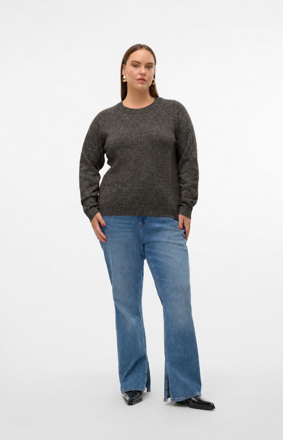 Vero Moda Curve Doffy Jumper in Chocolate 