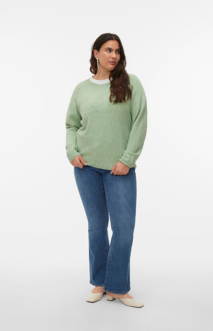 Vero Moda Curve Doffy Knit Jumper in Green