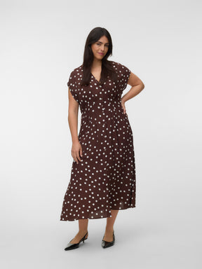 Vero Moda Curve Elisa Dress in Brown 