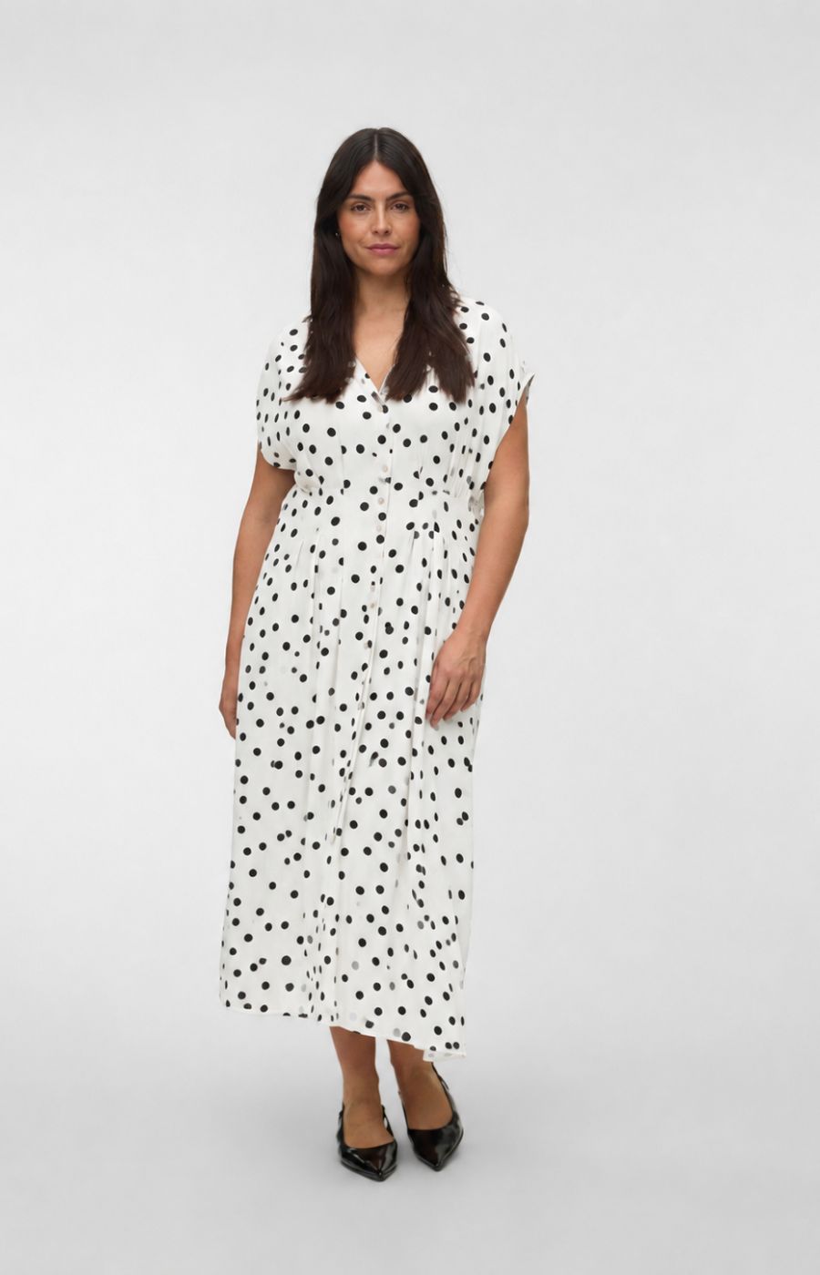 Vero Moda Curve Elisa Dress in White 