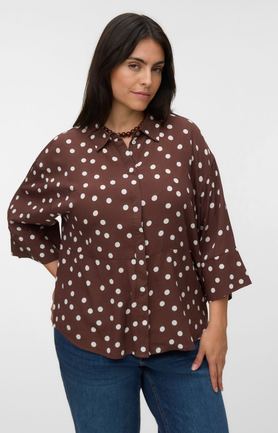 Vero Moda Curve Elisa Shirt in Brown 