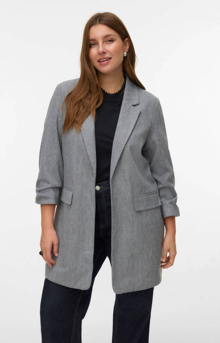 Vero Moda Curve Fryd Blazer in Grey