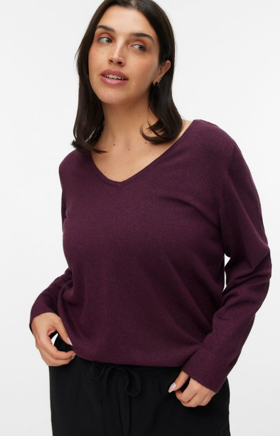 Vero Moda Curve Happy 2 Way Jumper in Wine