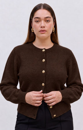 Vero Moda Curve Hazel Cardigan in Chocolate 
