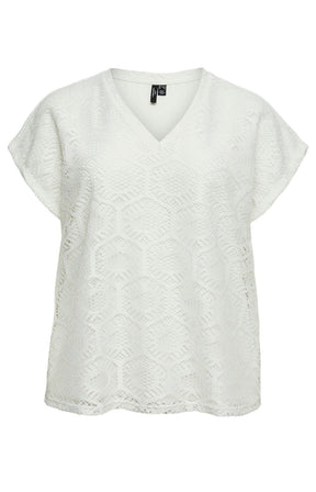 White crochet top on a white background