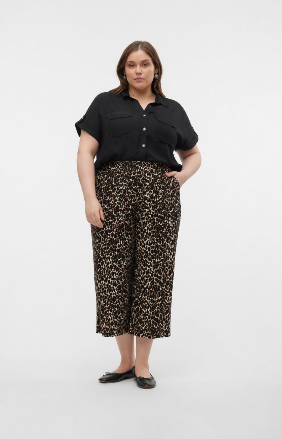Vero Moda Curve Joy Culottes in Leopard 