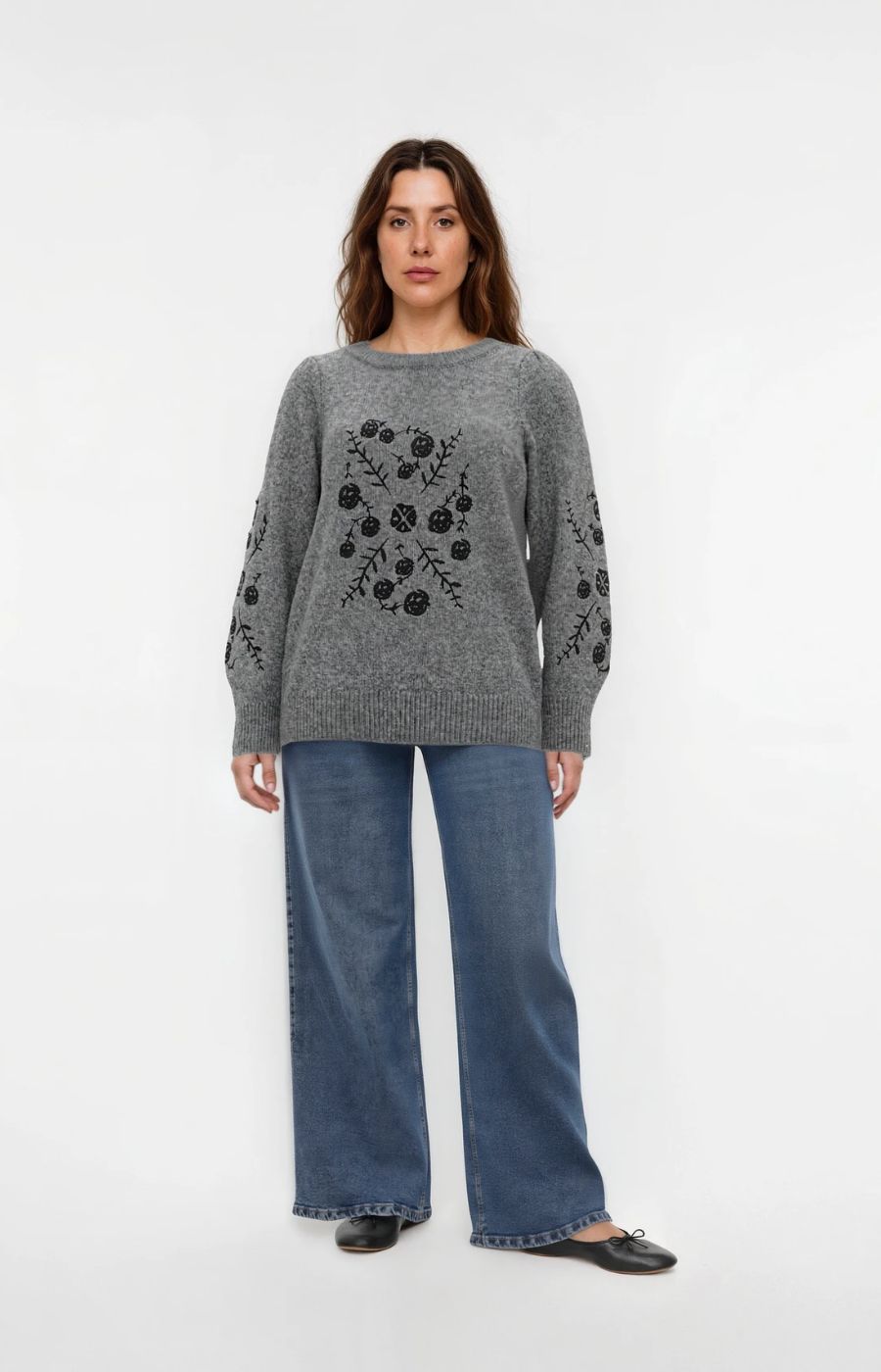 Vero Moda Curve Juta Knit Jumper in Grey