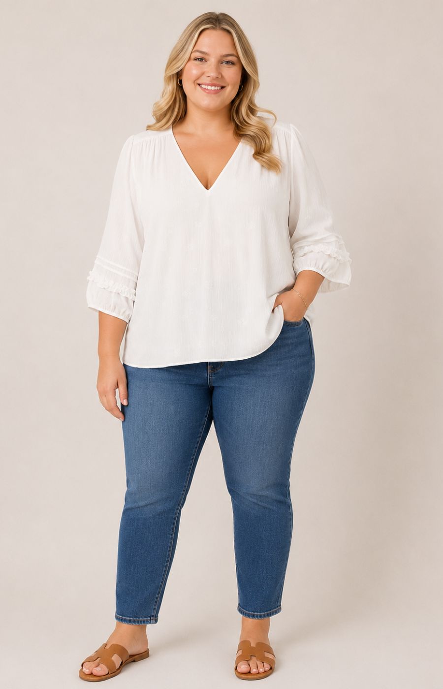 Vero Moda Curve Leslie Blouse in White 