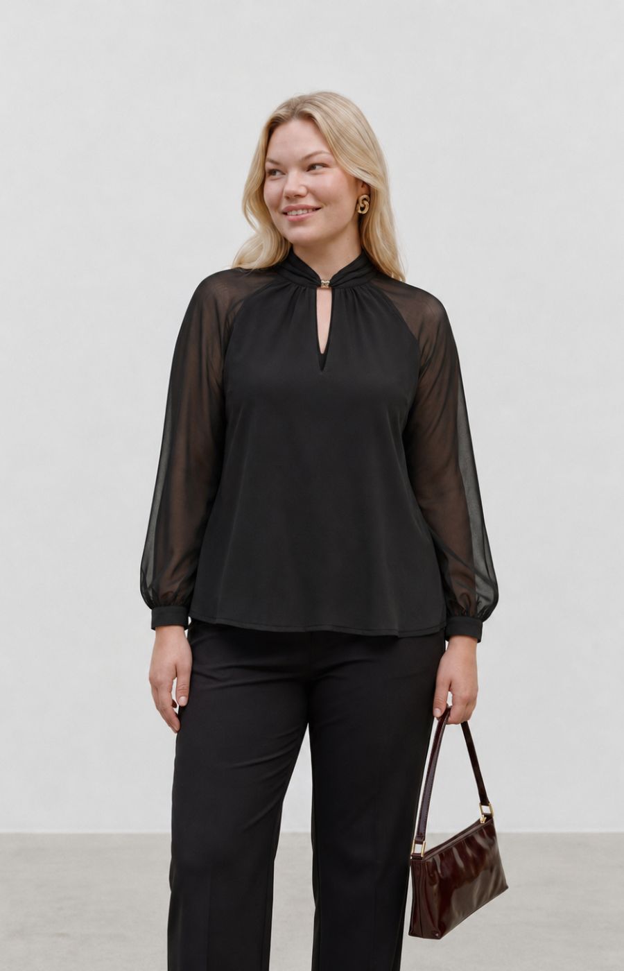 Vero Moda Curve Molly Blouse in Black. this image was created using AI
