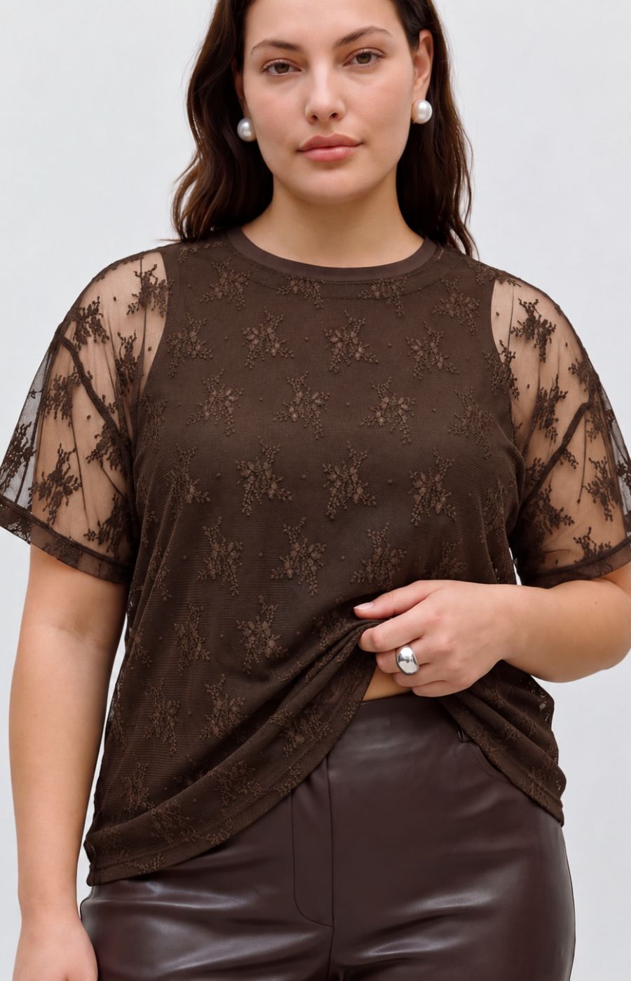 Vero Moda Curve Nikita Top in Chocolate 