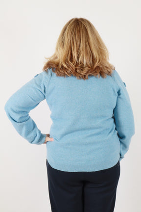 Vero Moda Curve Rose Knit Jumper in Blue