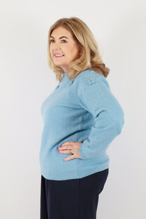 Vero Moda Curve Rose Knit Jumper in Blue