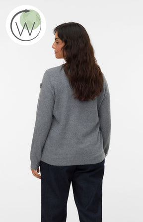 Vero Moda Curve Rose Knit Jumper in Grey