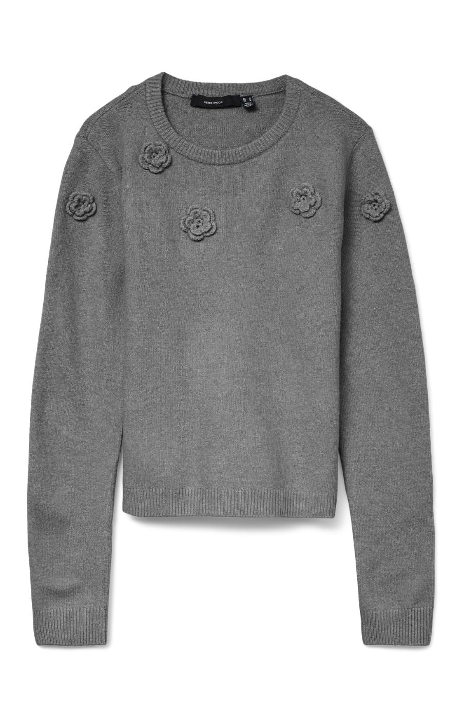 Vero Moda Curve Rose Knit Jumper in Grey