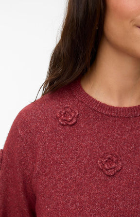 Vero Moda Curve Rose Knit Jumper in Wine