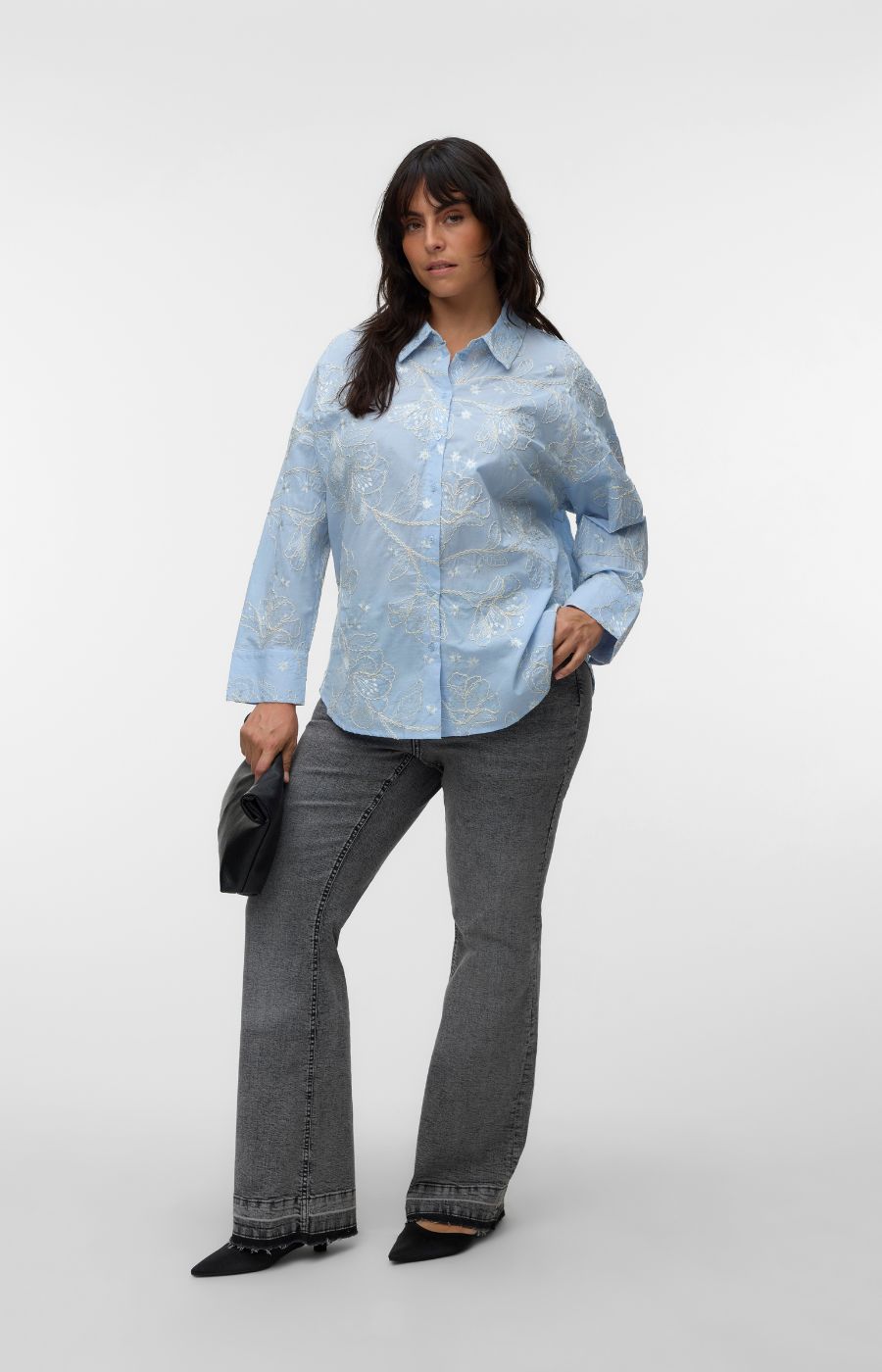 Vero Moda Curve Shine Shirt in Blue 
