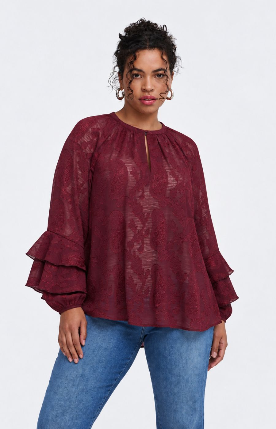 Vero Moda Curve Tilly Blouse in Wine 