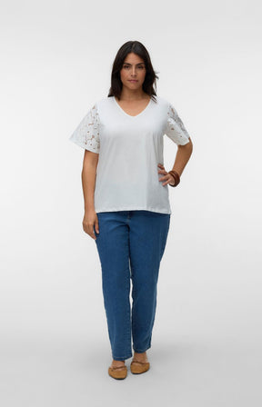 Vero Moda Curve Villa T-Shirt in White 