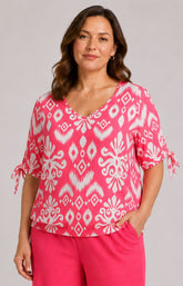 Via Appia Due Blouse in Pink Print 