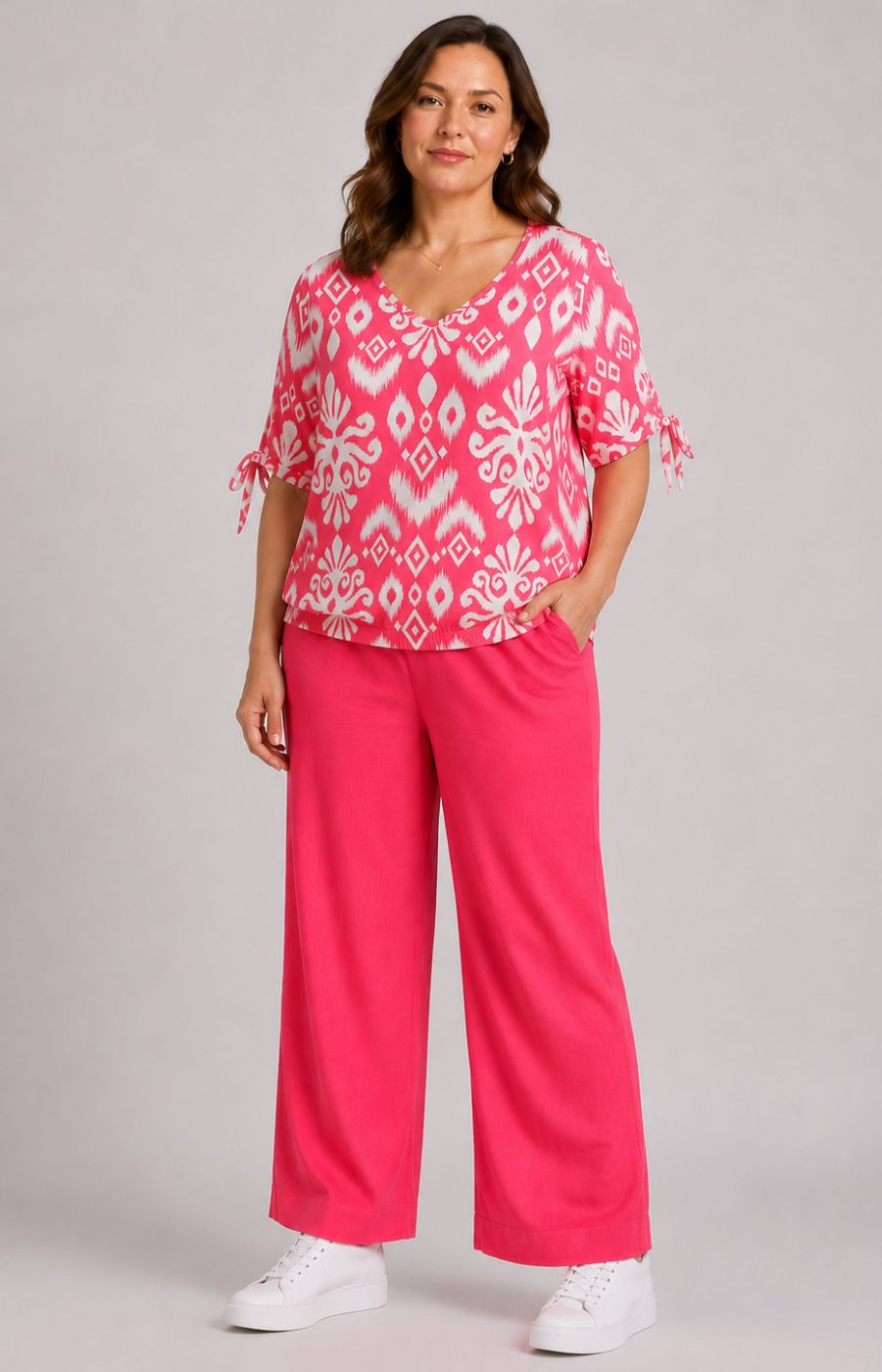Via Appia Due Blouse in Pink Print 