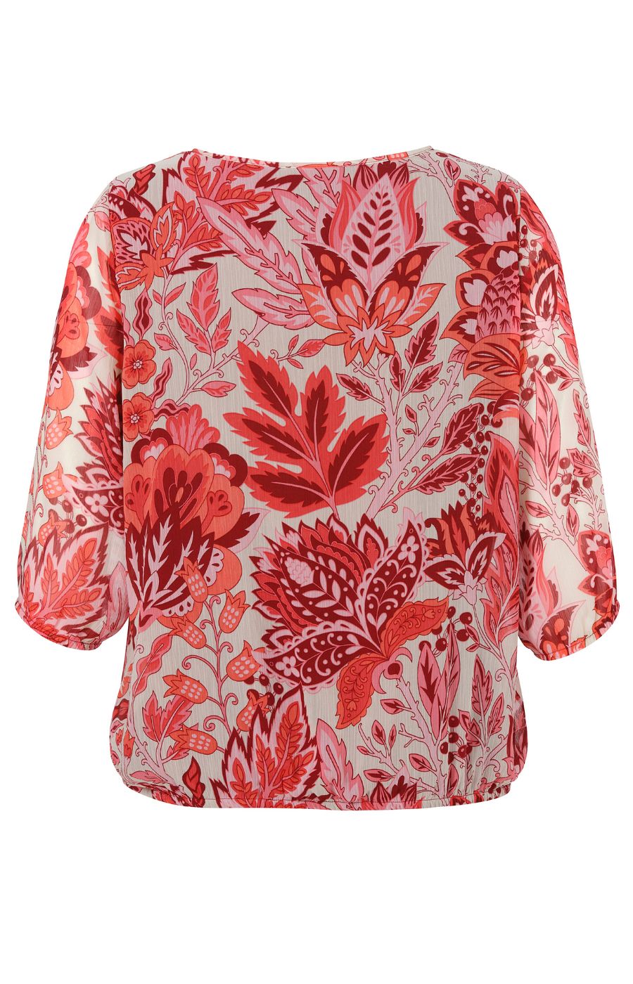 Via Appia Due Blouse with Red Leaf Print
