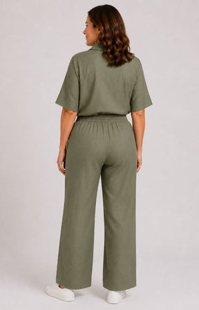 Via Appia Due Cotton Trousers in Khaki 