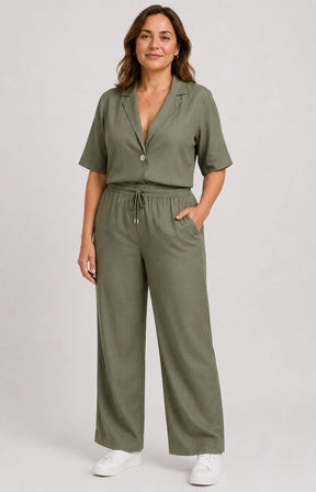 Via Appia Due Cotton Trousers in Khaki 