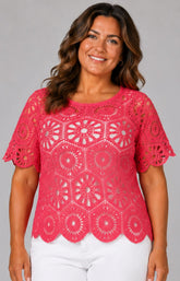 Via Appia Due Crochet Top in Pink 
