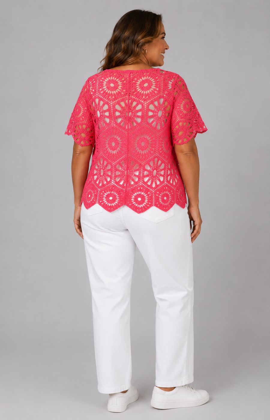 Via Appia Due Crochet Top in Pink 