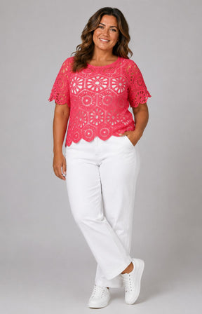 Via Appia Due Crochet Top in Pink  