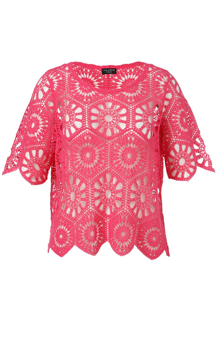 Via Appia Due Crochet Top in Pink  